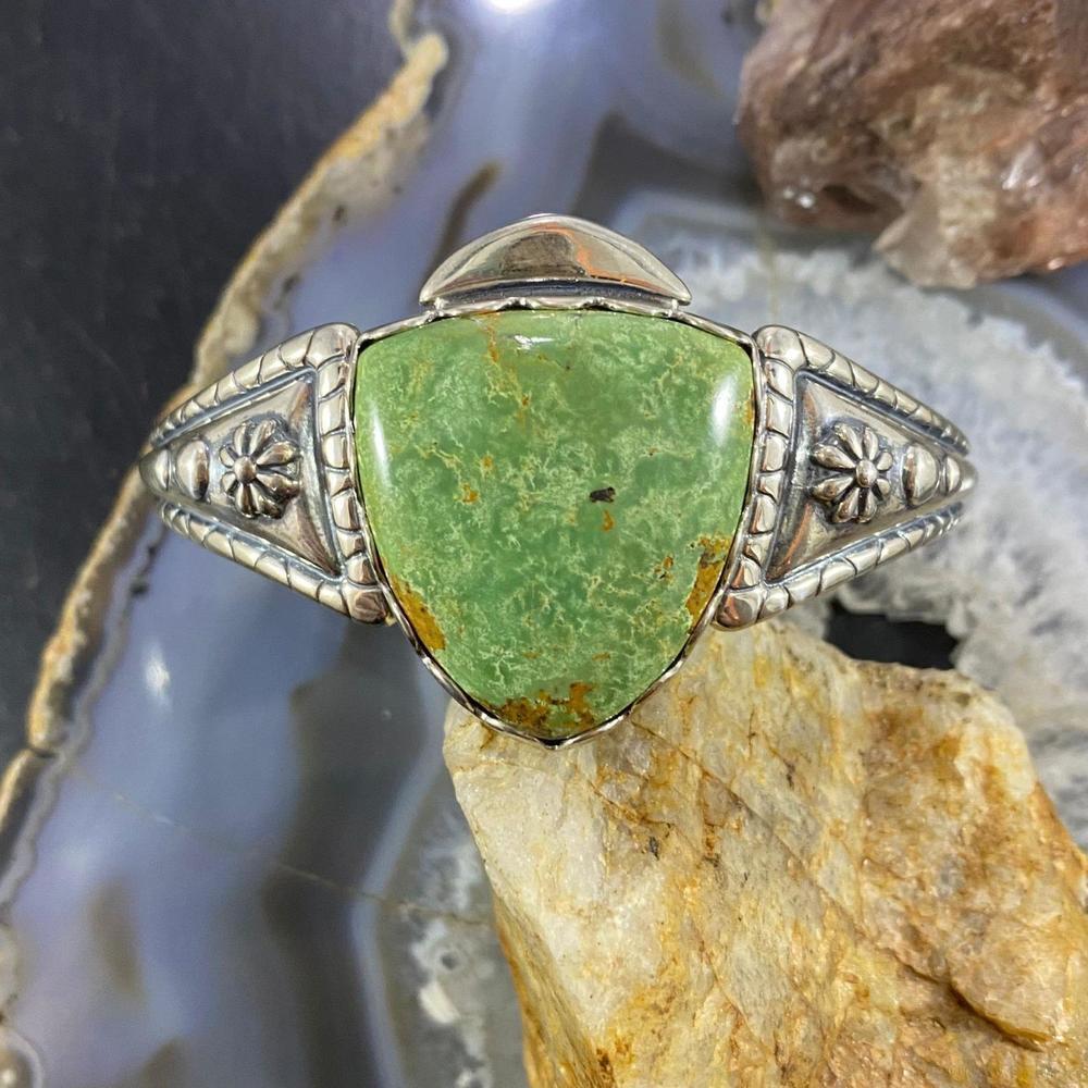 Carolyn Pollack Sterling Shield Green Turquoise Decorated Bracelet For Women - Picture 4 of 10